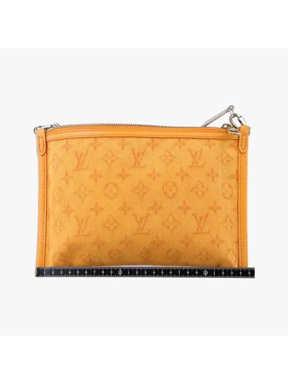 Louis Vuitton Flat Messenger Blanc Orange White Monogram Canvas Ochre Denim